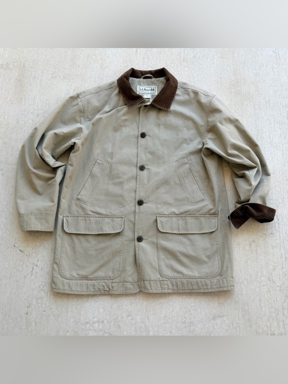 Vintage LL Bean Chore Jacket Men Size Large Y2K Outdoor Workwear Corduroy Collar